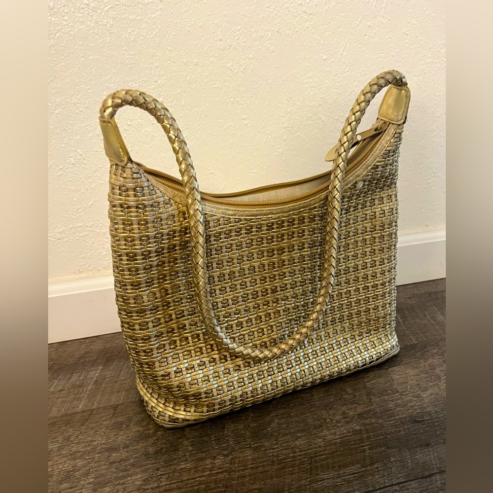 Metallic Gold and Warren Reed Vintage Woven Bag